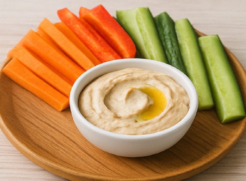 Veggie-Based Healthy Snacks with Hummus
