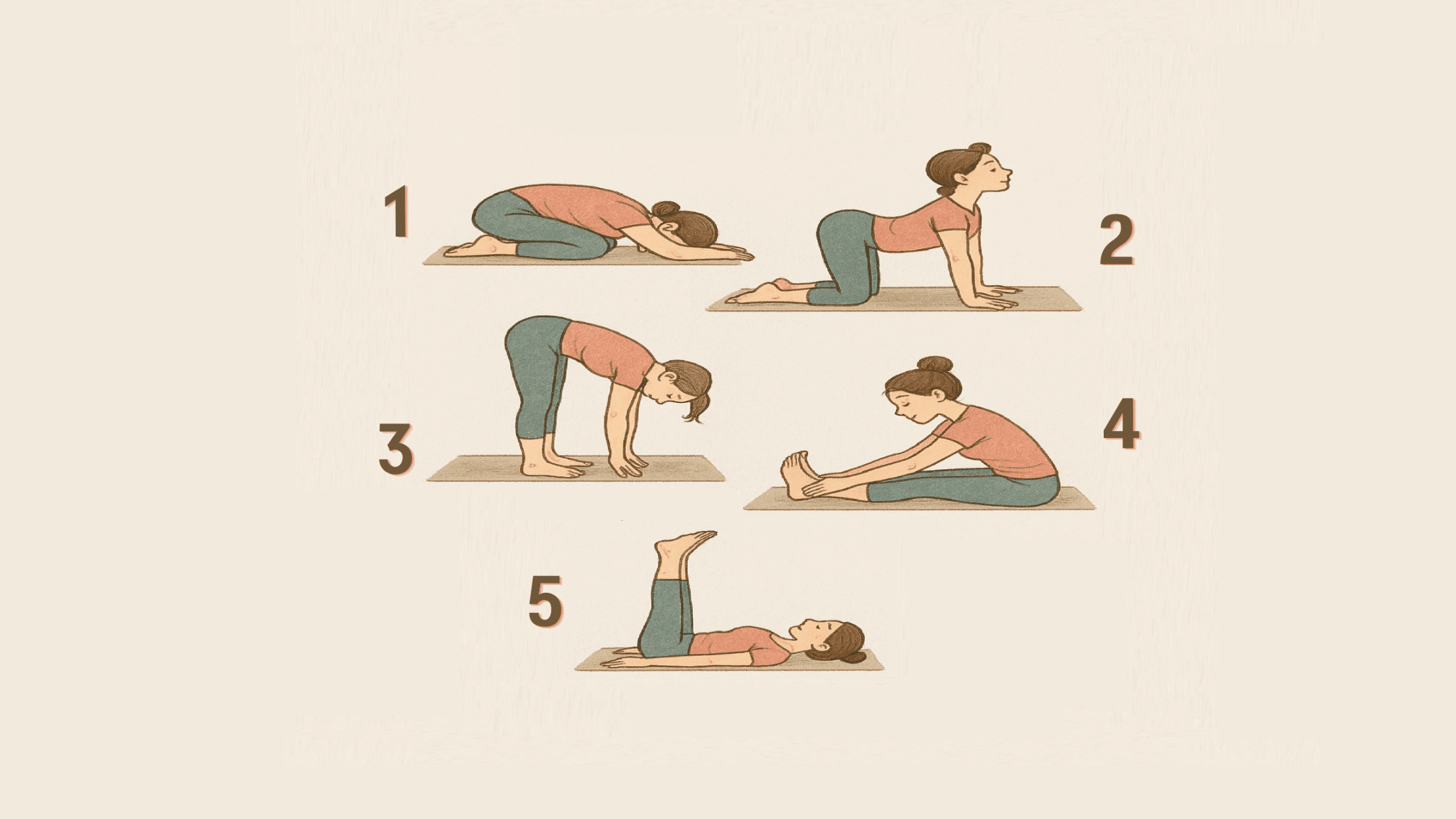 Gentle yoga stretch from Fitness-Workouts routine focused on stress relief and healthy living