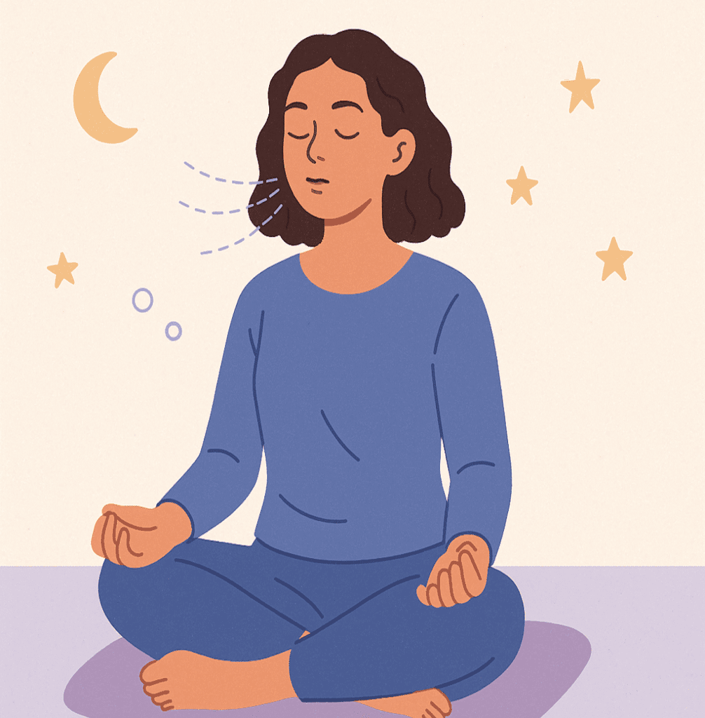 Mindful breathing in bed as part of meditation techniques for sleep