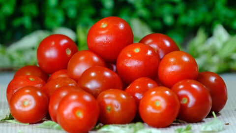 Cherry tomatoes on a cutting board - low-calorie superfood
