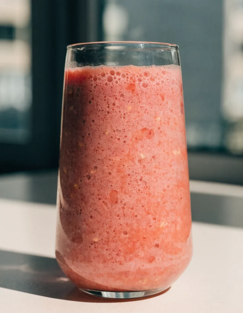 strawberry oat protein smoothie with fiber for sustained energy