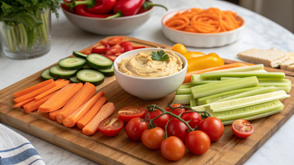 Veggie-Based Healthy Snacks with Hummus